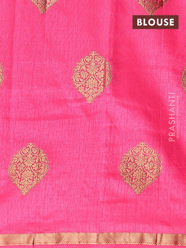 Semi raw silk saree red with zari woven buttas and small zari woven border