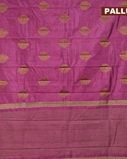 Semi raw silk saree purple shade with zari woven buttas and small zari woven border