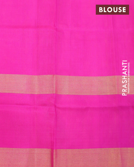 Pure uppada silk saree yellow and pink with paisley & annam zari woven buttas and zari woven border
