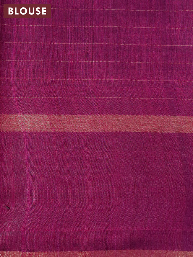 Pure dupion silk saree sap green and purple with allover zari checked pattern and zari woven butta border