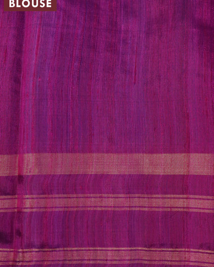 Pure dupion silk saree cs blue and purple with plain body and zari woven border