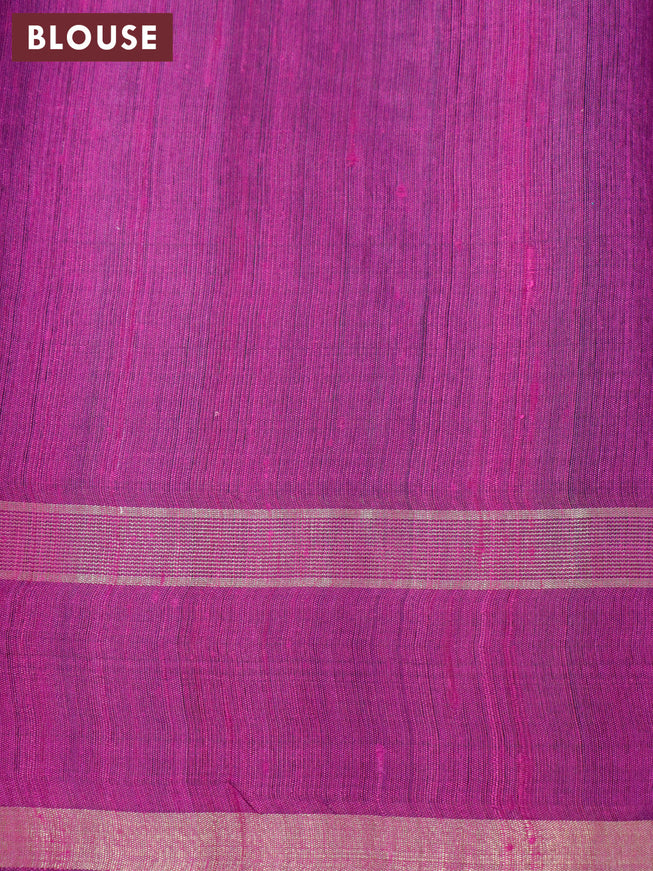Pure dupion silk saree green and purple with silver zari woven buttas and rettapet zari woven border