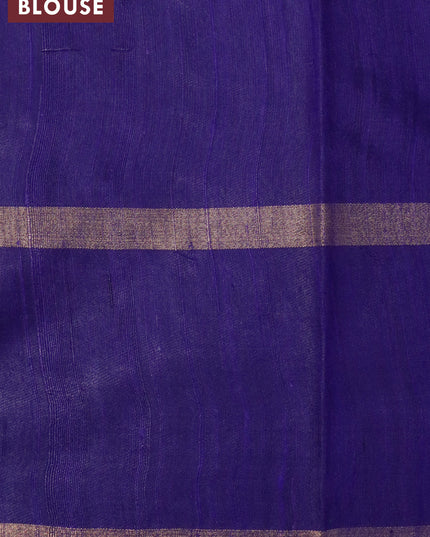Pure dupion silk saree rustic orange and blue with zari weaves and zari woven butta border