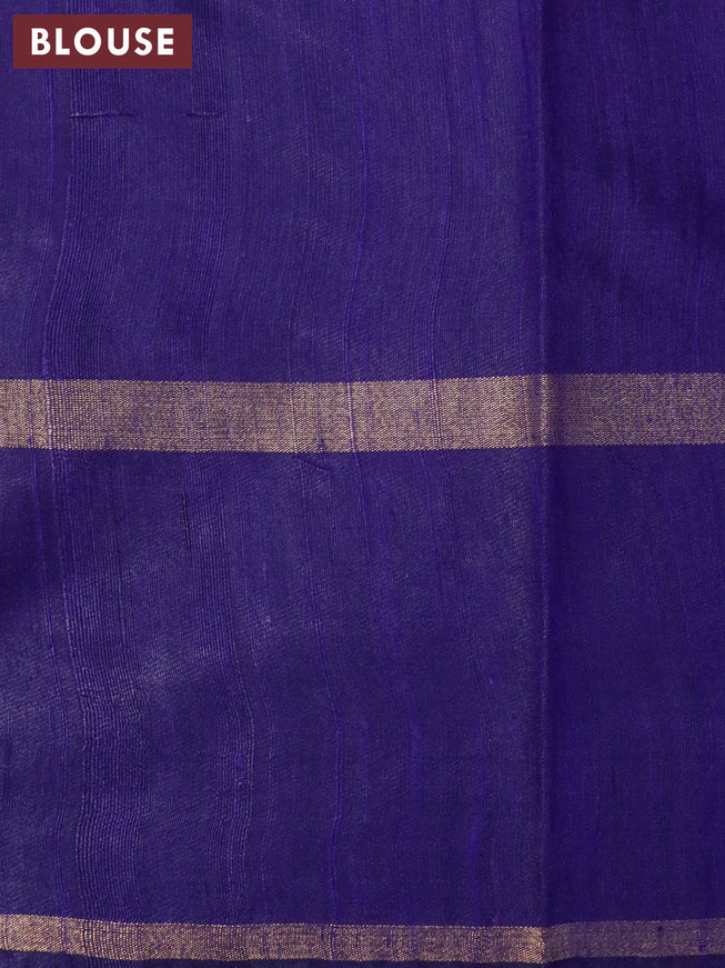 Pure dupion silk saree rustic orange and blue with zari weaves and zari woven butta border