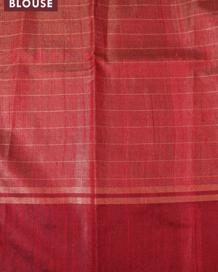 Pure dupion silk saree light green and maroon with allover zari checked pattern and rettapet zari woven butta border