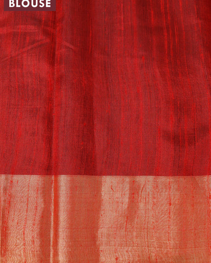 Pure dupion silk saree black and red with plain body and temple design zari woven border