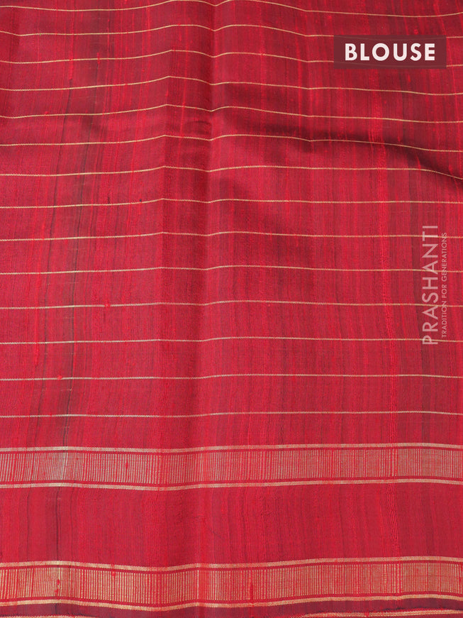Pure dupion silk saree light green and red with allover checked pattern and temple design rettapet zari woven border