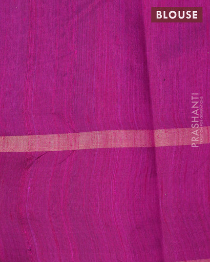 Pure dupion silk saree blue and magenta pink with zari weaves and zari woven butta border