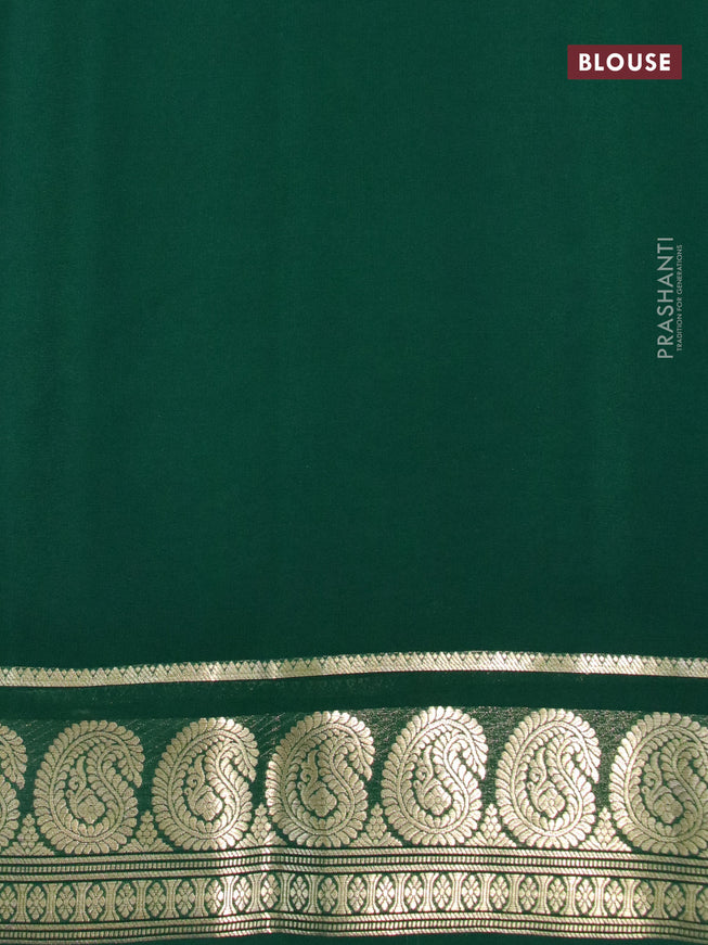 Pure mysore crepe silk saree cs blue and green with plain body and paisley zari woven border