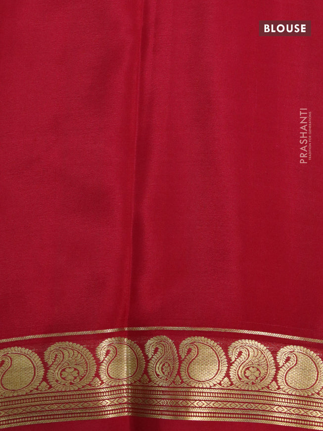 Pure mysore crepe silk saree brown and maroon with plain body and paisley zari woven border