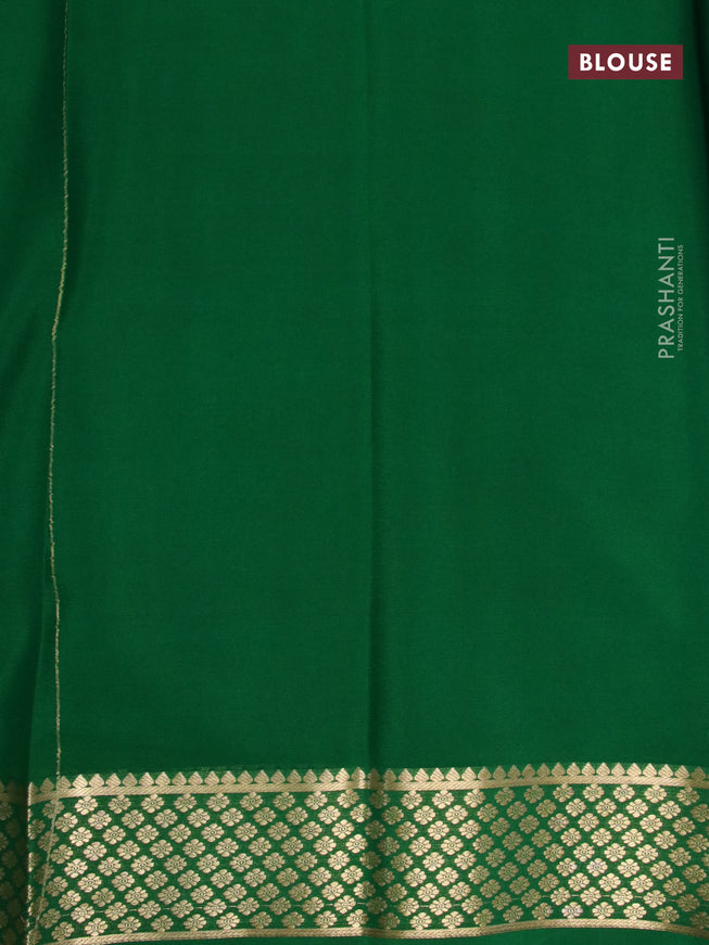 Pure mysore crepe silk saree blue and green with plain body and zari woven border