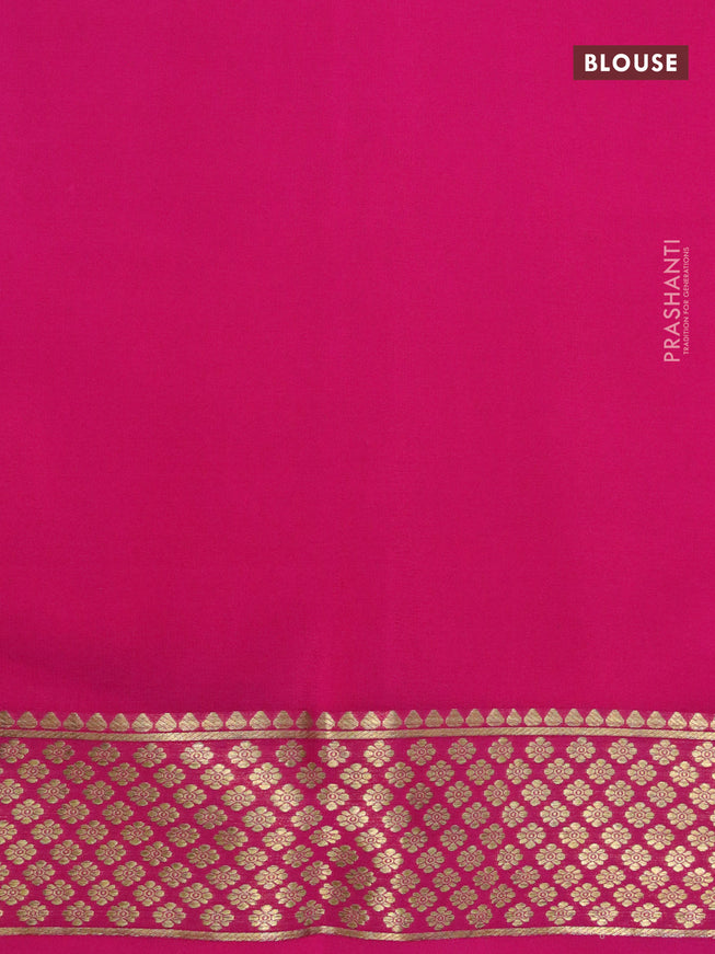 Pure mysore crepe silk saree yellow and pink with plain body and zari woven border