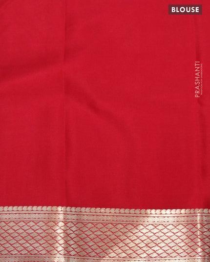 Pure mysore crepe silk saree lime yellow and red with plain body and zari woven border