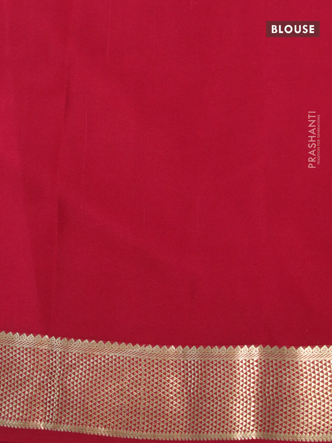 Pure mysore crepe silk saree pink and maroon with plain body and zari woven border