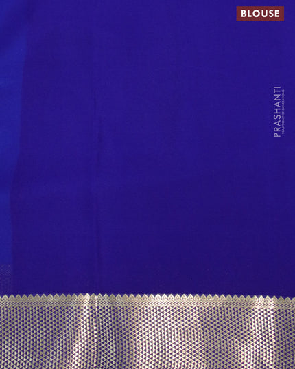 Pure mysore crepe silk saree cs blue and blue with plain body and zari woven border