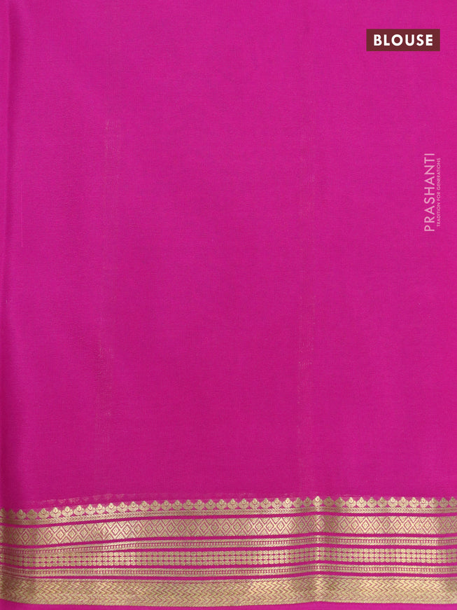 Pure mysore crepe silk saree light blue and pink with plain body and zari woven border