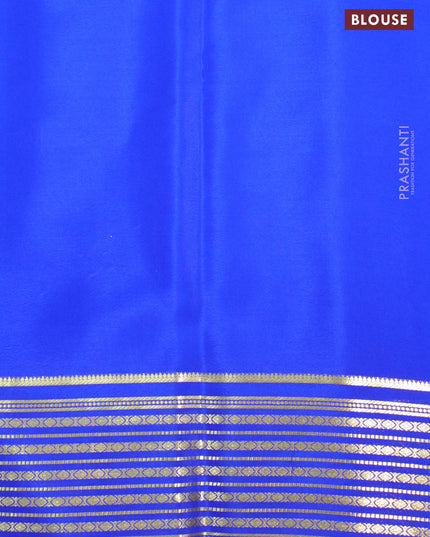 Pure mysore crepe silk saree pastel green and royal blue with plain body and zari woven border