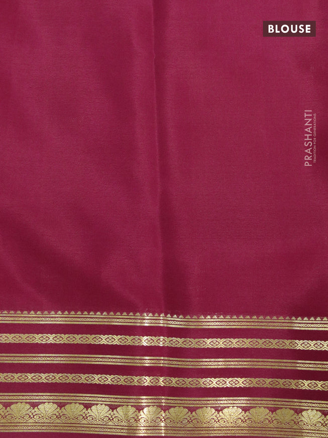 Pure mysore crepe silk saree coffee brown and maroon with plain body and zari woven border