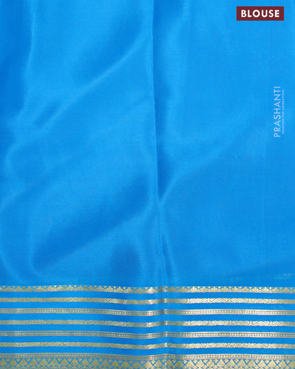 Pure mysore crepe silk saree mango yellow and cs blue with plain body and zari woven border