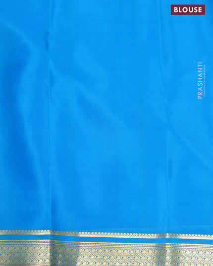 Pure mysore crepe silk saree royal blue and blue with plain body and zari woven border