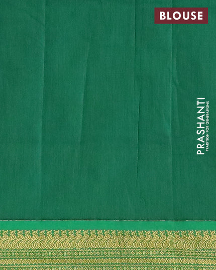 Kalyani cotton saree grey and green with thread woven buttas and peacock zari woven border