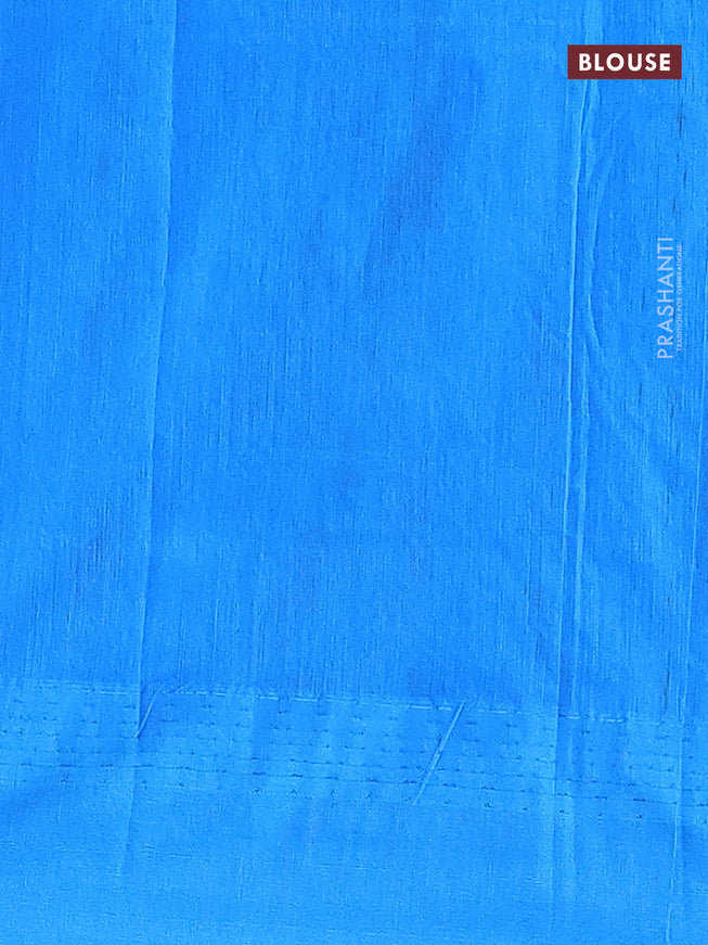 Kalyani cotton saree pastel blue shade and cs blue with temple zari woven buttas and temple woven simple border