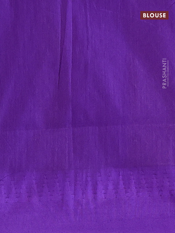 Kalyani cotton saree dual shade of teal blue and violet with temple zari woven buttas and temple woven simple border