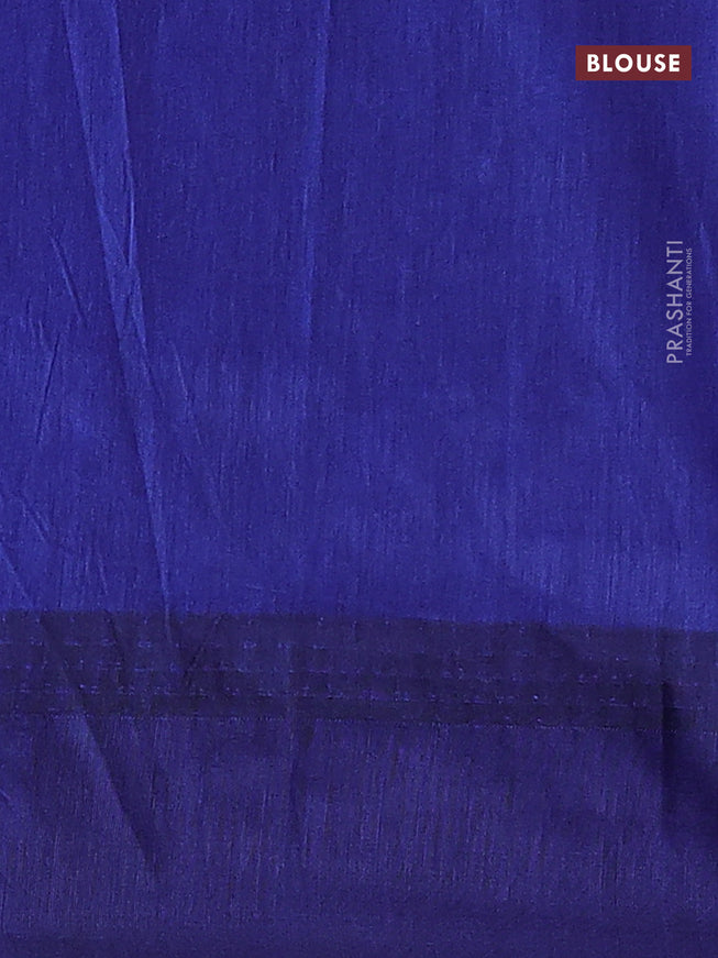 Kalyani cotton saree green and blue with temple zari woven buttas and temple woven simple border