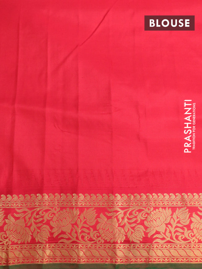Pure gadwal silk saree cs blue and red with zari woven buttas and temple design zari woven floral border