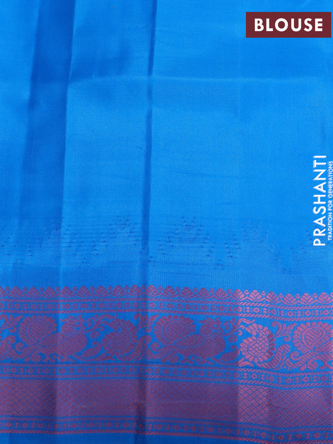 Pure gadwal silk saree lime yellow and cs blue with allover checked pattern and temple design thread woven border