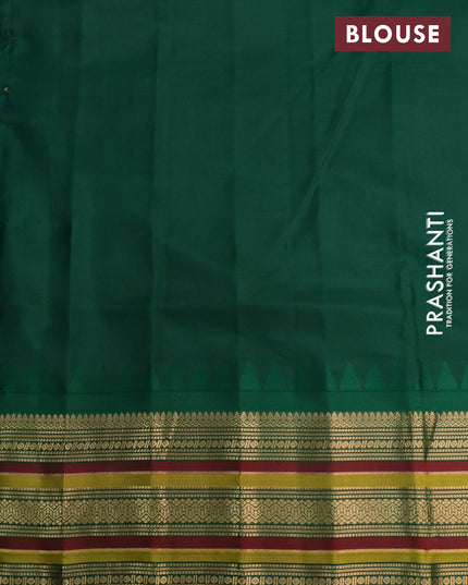 Pure gadwal silk saree light blue and green with paisley zari woven buttas and temple design zari woven border