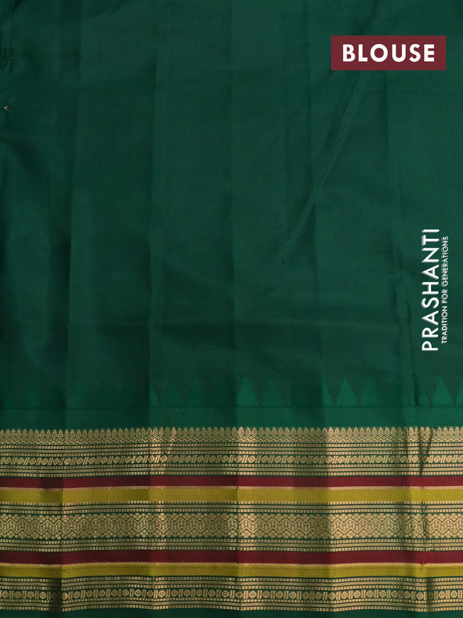 Pure gadwal silk saree light blue and green with paisley zari woven buttas and temple design zari woven border