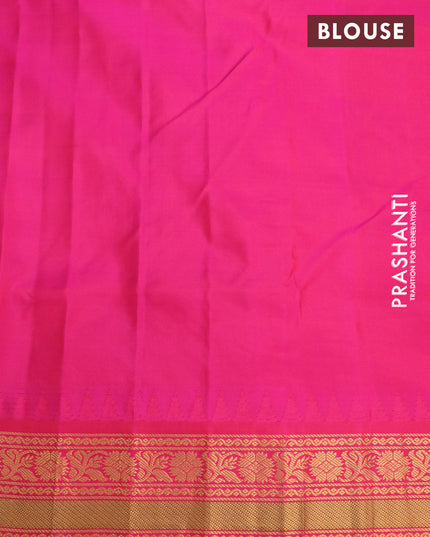 Pure gadwal silk saree mild purple and pink with zari woven floral buttas and temple design zari woven border
