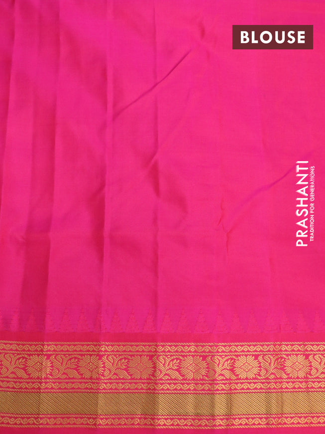 Pure gadwal silk saree mild purple and pink with zari woven floral buttas and temple design zari woven border