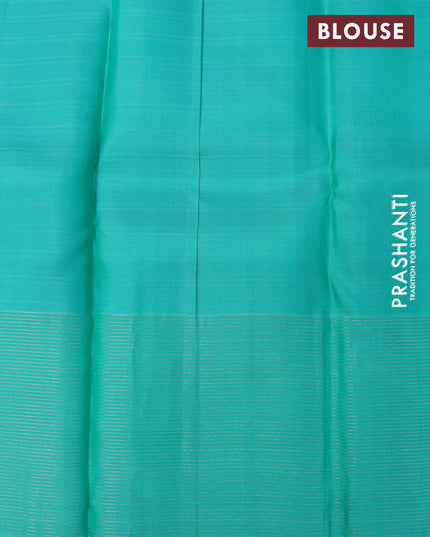 Pure soft silk saree blue and teal green with allover checked pattern and zari woven simple border