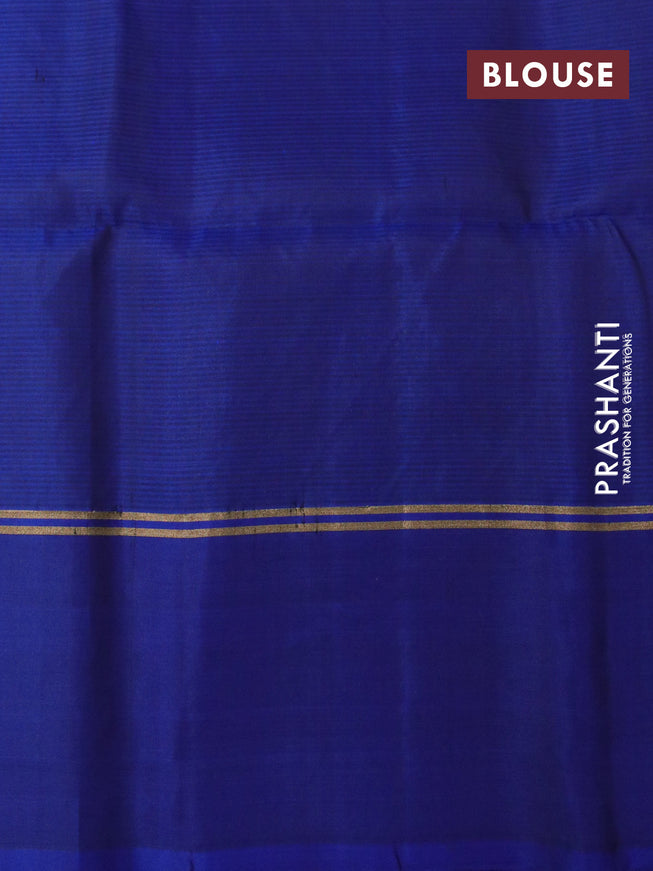 Pure soft silk saree mustard yellow and blue with allover zari weaves and zari woven simple border