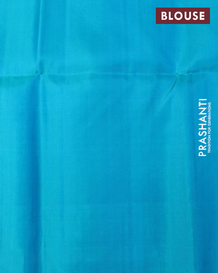 Pure soft silk saree lime yellow and teal blue with allover zari weaves and simple border