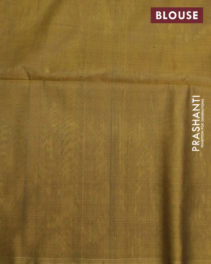 Pure soft silk saree yellow and mehendi green with zari woven buttas ad simple border