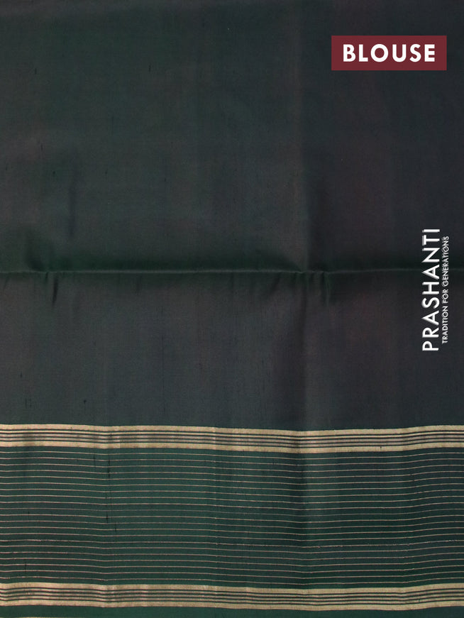 Pure soft silk saree dual shade of pinkish orange and bottle green with plain body and zari checked border