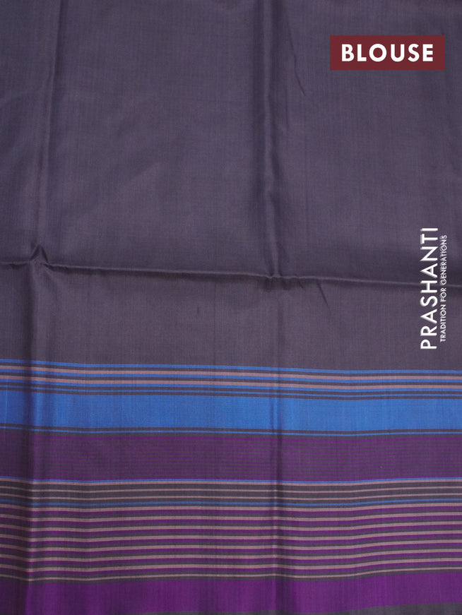 Pure soft silk saree grey and multi colour with thread woven buttas and simple border