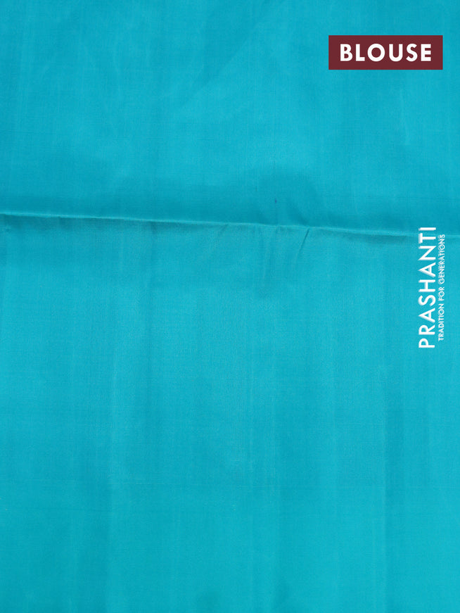 Pure soft silk saree purple and teal blue with silver & copper zari weaves and simple border