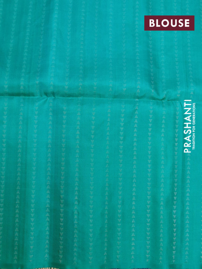 Pure soft silk saree pink shade and teal blue with allover silver zari weaves in borderless style