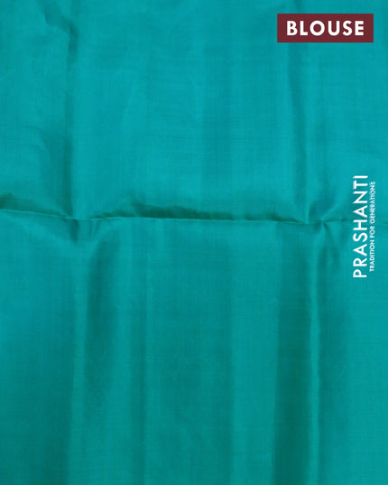 Pure soft silk saree light pink and teal blue with allover silver zari weaves & annam buttas and simple border