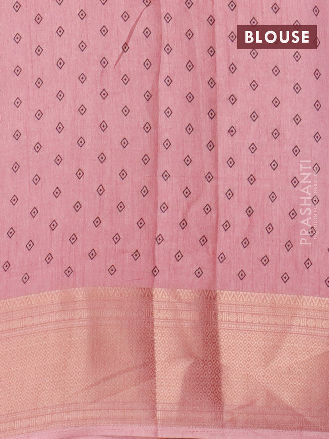 Semi dola saree mauve pink with allover warli prints and zari woven border