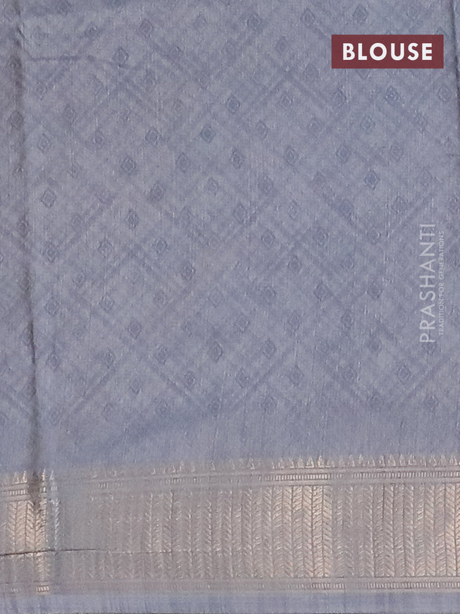 Semi dola saree pastel grey with allover prints and zari woven border