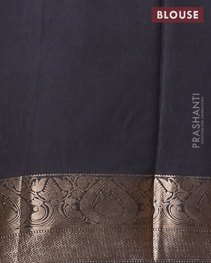 Semi dola saree grey and black with allover prints and zari woven border