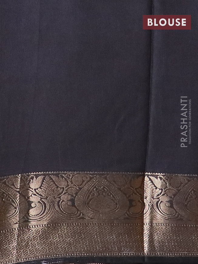 Semi dola saree grey and black with allover prints and zari woven border