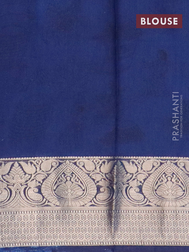 Semi dola saree light blue and blue with allover prints and zari woven border