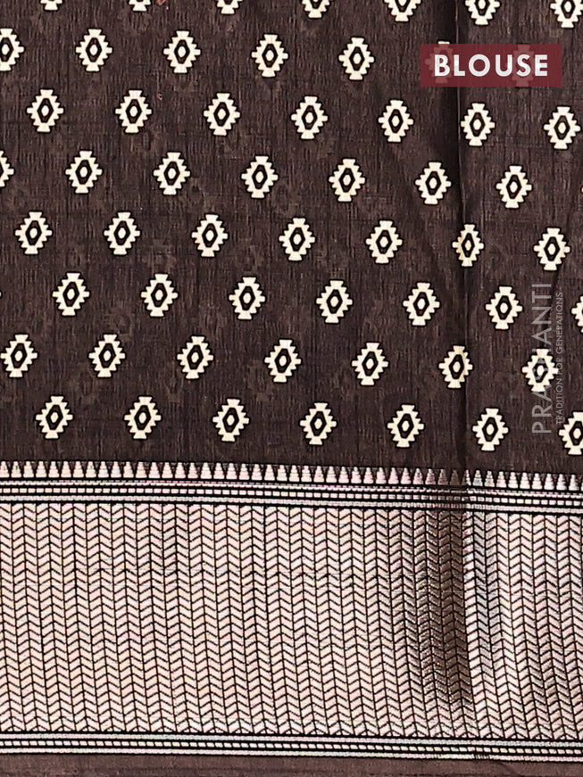 Semi dola saree coffee brown with allover prints and zari woven border