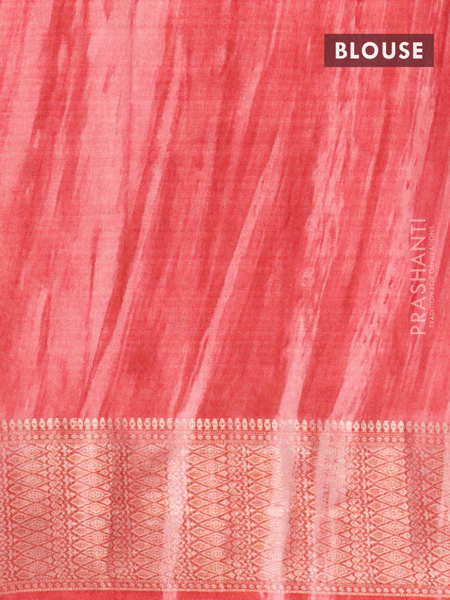 Semi dola saree pink with allover geometric prints and zari woven border